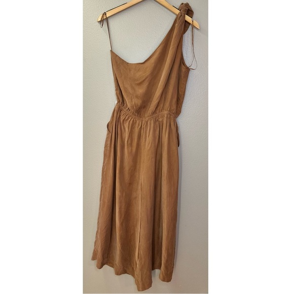 NWT Lovestitch Chantelle One Shoulder Wide Leg Jumpsuit Brown Cropped Length - Picture 3 of 8